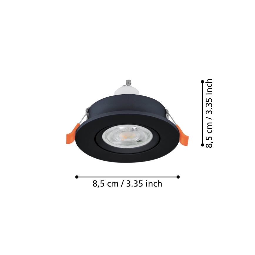 Eglo - Spot LED încastrat pentru baie 1xGU10/4,5W/230V IP44 negru
