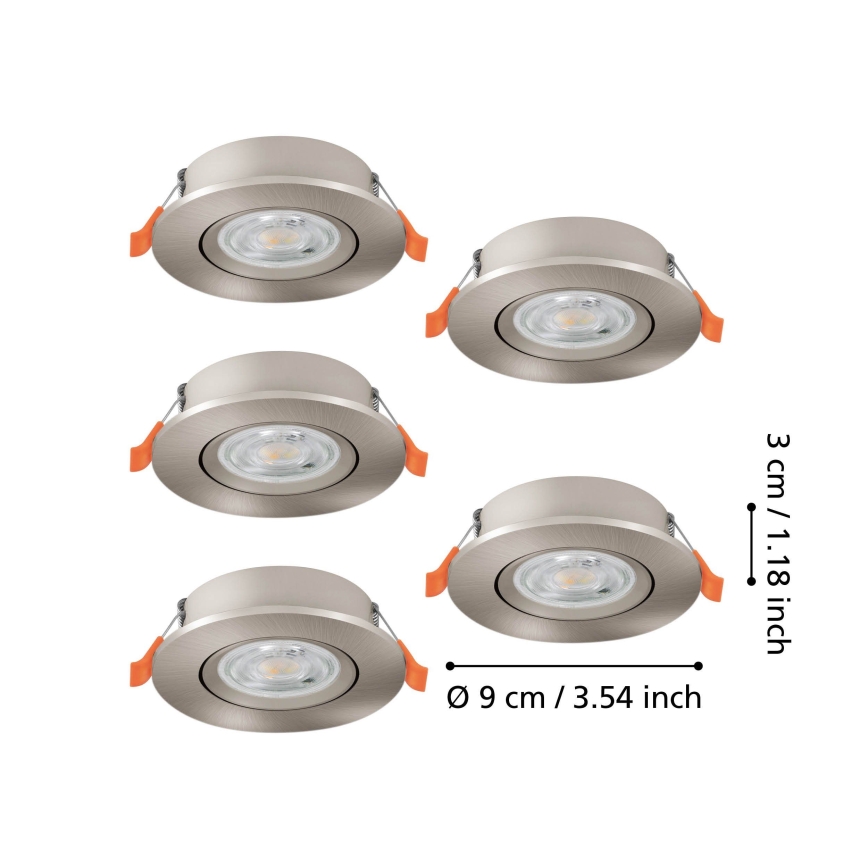 Eglo - Set 5 buc. spoturi LED încastrate pentru tavan LED/4,8W/230V 2700/4000/6500K crom mat