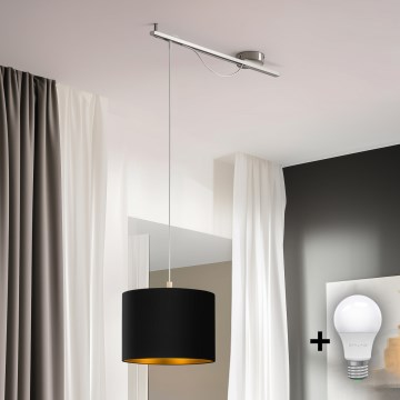 Eglo - Candelabru LED pe cablu CALCENA 1xE27/60W/230V crom/negru