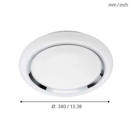 Eglo 33254 - Plafonieră LED RGBW dimmabilă CAPASSO-C LED/17W/230V 2700-6500K Ø 34 cm