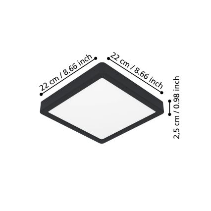 Eglo - Plafonieră LED/10,5W/230V 2700/4000/6500K 22x22cm neagră