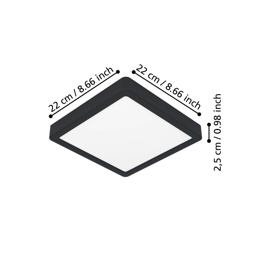 Eglo - Plafonieră LED/10,5W/230V 2700/4000/6500K 22x22cm neagră