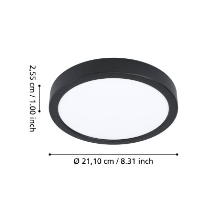 Eglo - Plafonieră LED RGBW dimerizabilă pentru baie, LED/11,2W/230V, 2700-6500K, Ø 21,1 cm, IP44, neagră