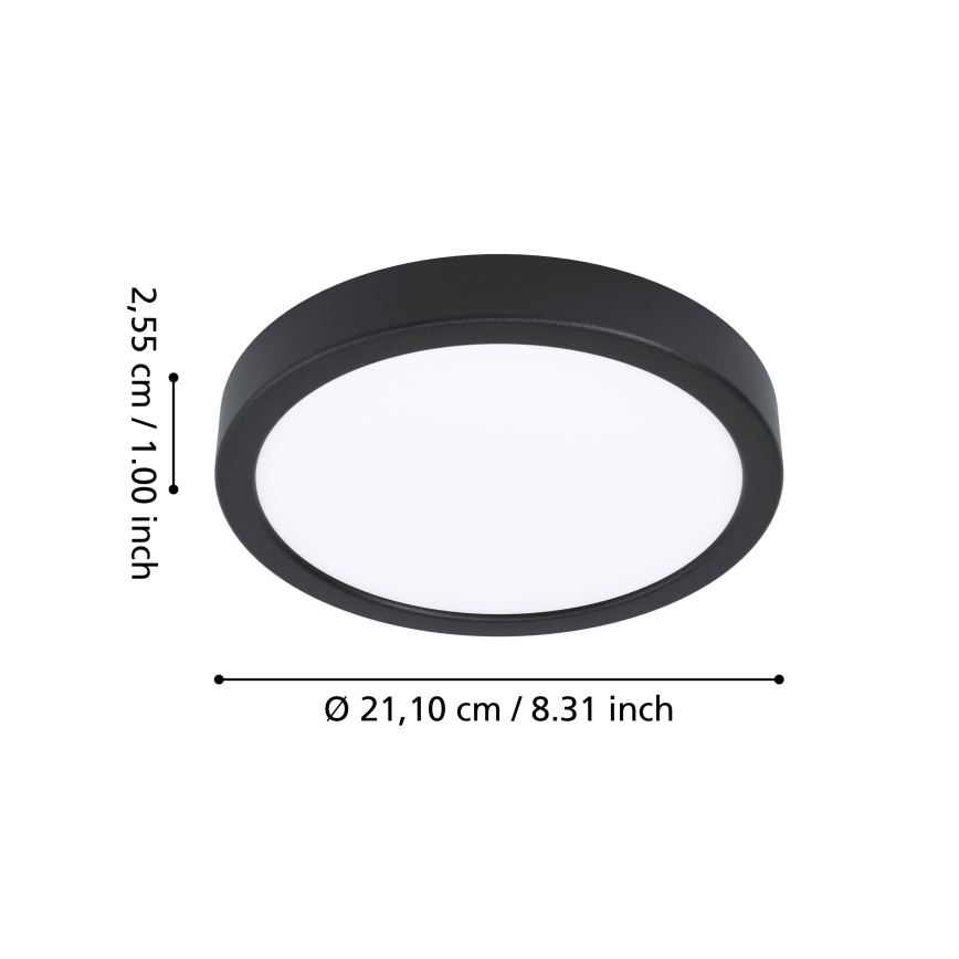 Eglo - Plafonieră LED RGBW dimerizabilă pentru baie, LED/11,2W/230V, 2700-6500K, Ø 21,1 cm, IP44, neagră