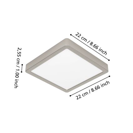 Eglo - Plafonieră LED RGBW pentru baie, dimmabilă, 10,5 W, 230 V, 2700–6500 K, 22 x 22 cm, IP44, crom mat