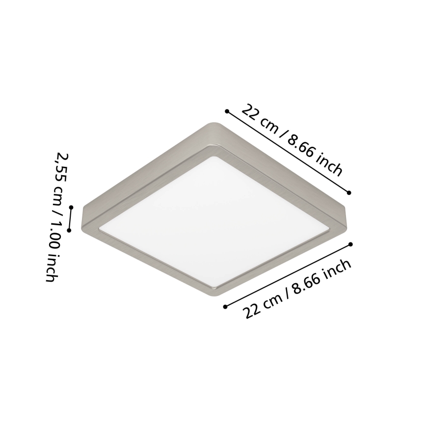 Eglo - Plafonieră LED RGBW pentru baie, dimmabilă, 10,5 W, 230 V, 2700–6500 K, 22 x 22 cm, IP44, crom mat