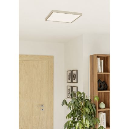 Eglo - Plafonieră LED RGBW dimmerabilă pentru baie, 17,8 W, 230 V, 2700-6500 K, 39x39 cm, IP44, crom mat