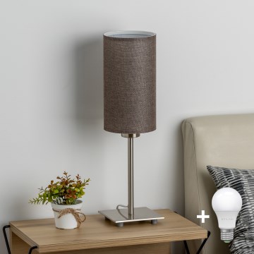 Eglo - Lampă de birou LED TUNJA 1xE27/60W/230V 26,5 cm crom mat/maro