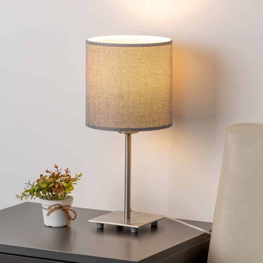 Eglo - Lampă de masă LED TUNJA 1xE27/60W/230V 26,5 cm crom mat/gri