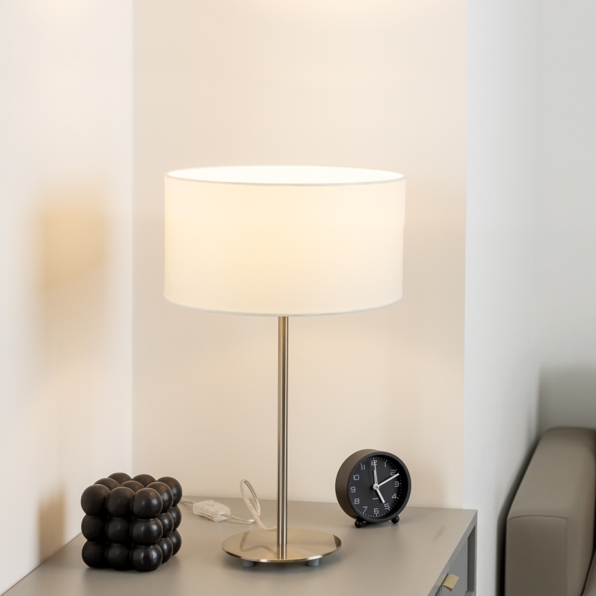 Eglo - Lampă de masă LED TUNJA 1xE27/60W/230V 38,5 cm crom mat/alb