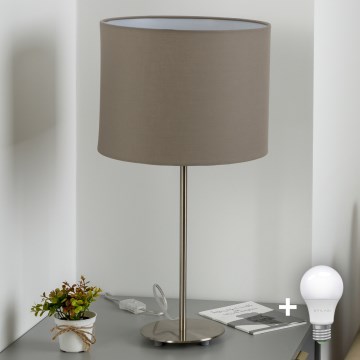 Eglo - Lampă de masă LED TUNJA 1xE27/60W/230V 38,5 cm crom mat/taupe