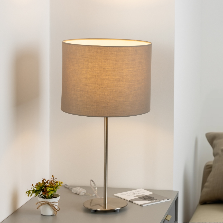 Eglo - Lampă de masă LED TUNJA 1xE27/60W/230V 38,5 cm crom mat/taupe
