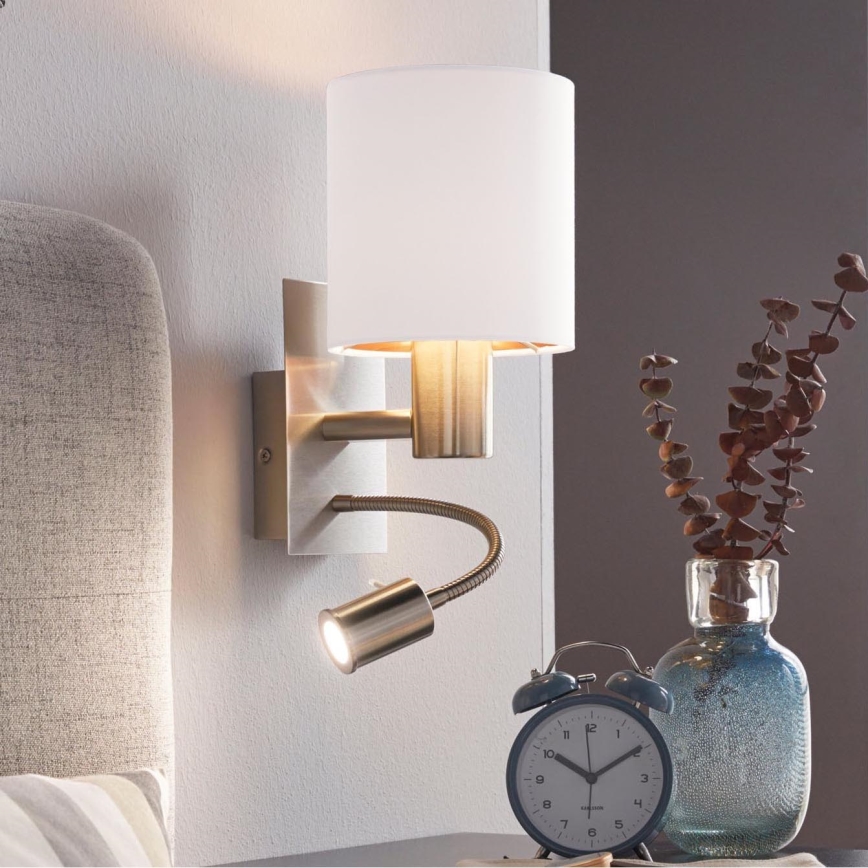 Eglo - Lampă flexibilă LED 1xE27/40W+LED/3,8W albă