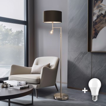 Eglo - Lampadar LED TUNJA 1xE27/60W/230V + LED/2,1W Ø 38 cm crom mat/maro