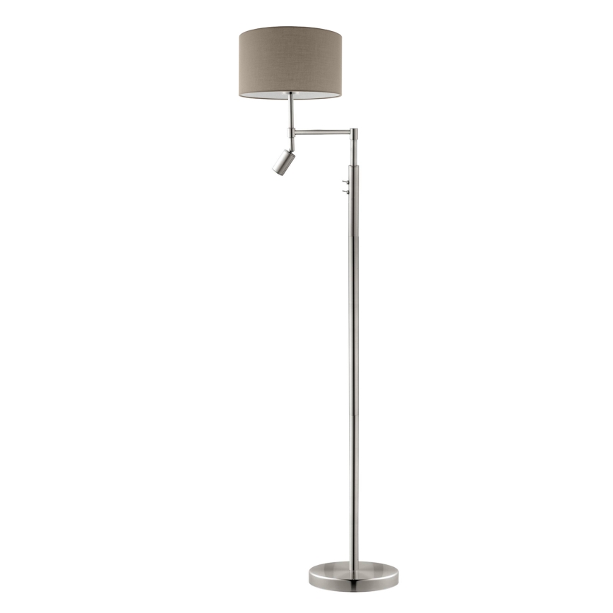 Eglo - Lampadar LED TUNJA 1x E27/60W/230V + LED 2,1W Ø 38 cm crom mat/taupe