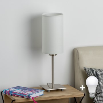 Eglo - LED  lampă de masă TUNJA 1xE27/60W/230V 26,5 cm crom mat/alb