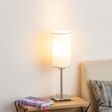 Eglo - LED  lampă de masă TUNJA 1xE27/60W/230V 26,5 cm crom mat/alb