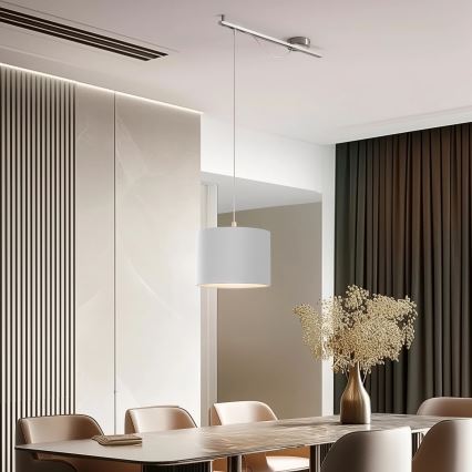 Eglo - Candelabru LED suspendat pe cablu CALCENA 1xE27/60W/230V crom mat/alb