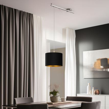 Eglo - Candelabru LED pe cablu CALCENA 1xE27/60W/230V crom/negru