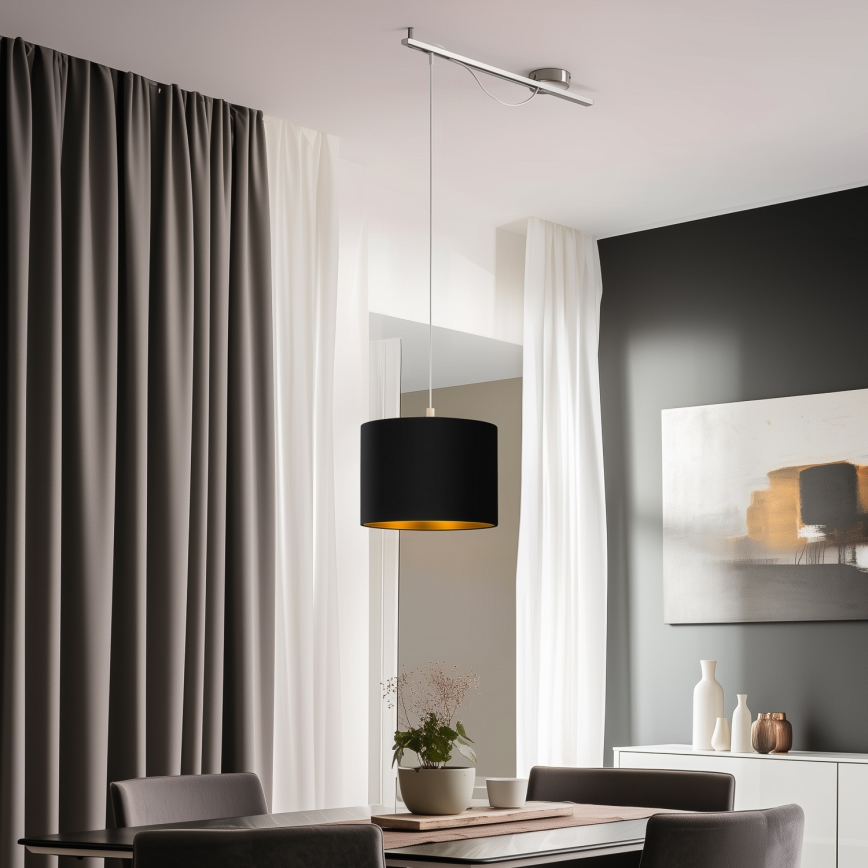 Eglo - Candelabru LED pe cablu CALCENA 1xE27/60W/230V crom/negru