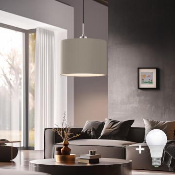 Eglo - LED Lustră suspendată pe cablu TUNJA 1xE27/60W/230V taupe