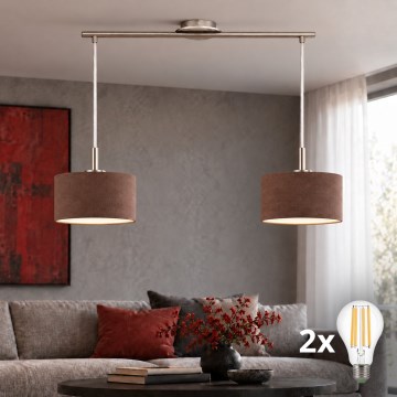 Eglo - lustra LED cu cablu TUNJA 2xE27/60W/230V crom mat/maro