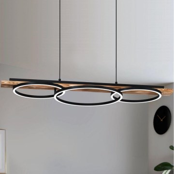 Eglo - Lustră LED dimabilă suspendată pe cablu, 2xLED/12,5W/230V+LED/15,5W, 3000K, maro/negru