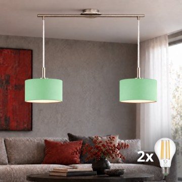 Eglo - Lustră LED pe cablu TUNJA 2xE27/60W/230V crom mat/verde