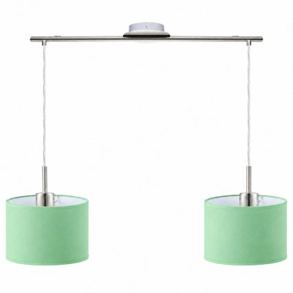 Eglo - Lustră LED pe cablu TUNJA 2xE27/60W/230V crom mat/verde
