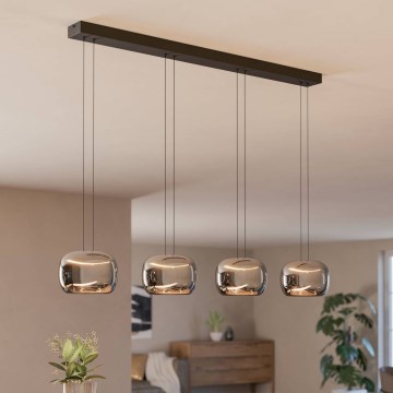 Eglo - Lustră LED reglabilă suspendată pe cablu 4xLED/5,8W/230V negru/fumuriu