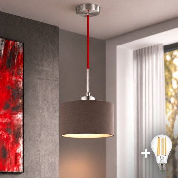 Eglo - Lustru LED suspendat pe cablu TUNJA 1xE27/60W/230V Ø 20 cm maro/roșu