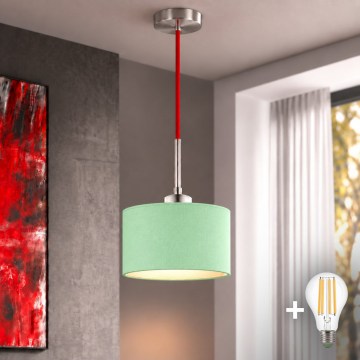 Eglo - Lustru LED suspendat pe cablu TUNJA 1xE27/60W/230V Ø 20 cm verde/roșu