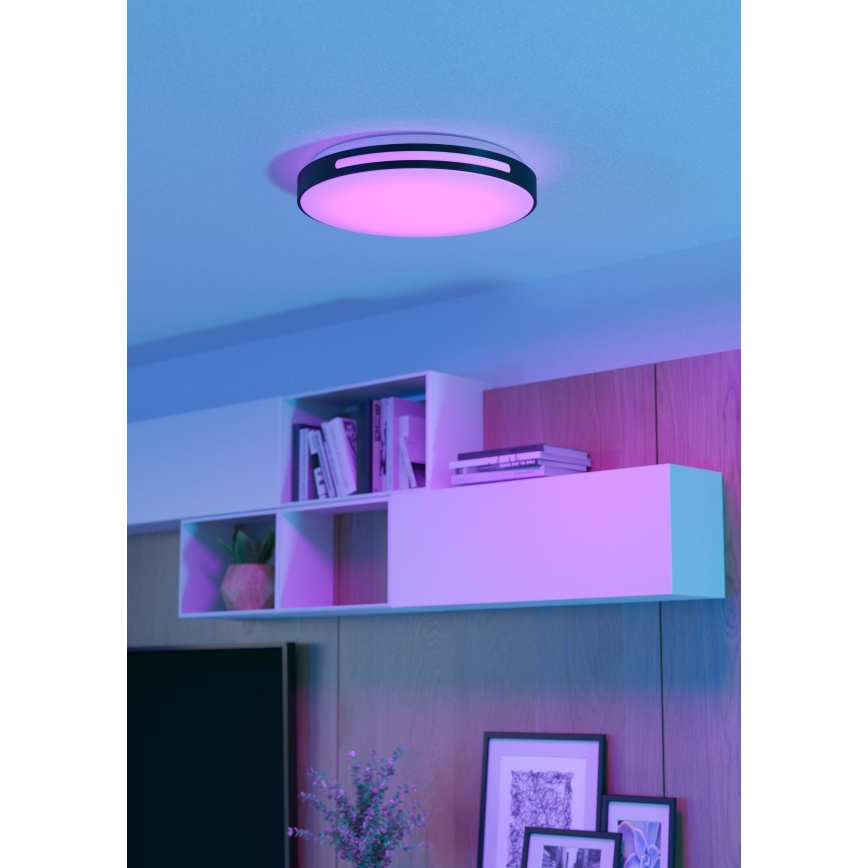 Eglo 300687 - Plafonieră LED RGBW dimabilă MONTEGRANARO-Z, LED/18,5W/230V, 2700-6500K, Ø 39,4 cm, negru, cu telecomandă