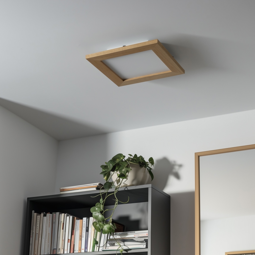 Eglo - Plafonier aplicat LED RGBW dimerizabil SALOBRENA-C WOOD LED/16W/230V 2700-6500K 34x34 cm maro + telecomandă
