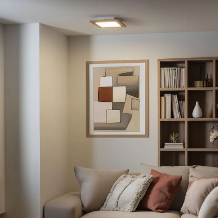 Eglo - Plafonier aplicat LED RGBW dimerizabil SALOBRENA-C WOOD LED/16W/230V 2700-6500K 34x34 cm maro + telecomandă