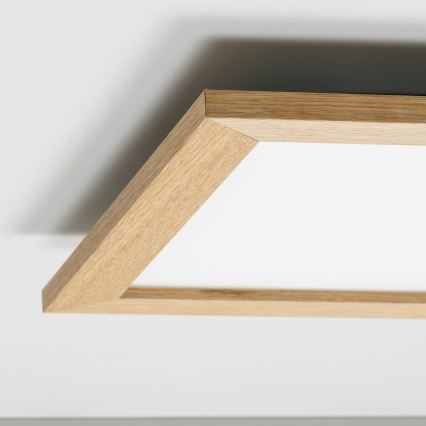 Eglo - Panou LED RGB reglabil aplicat SALOBRENA-C WOOD LED/40W/230V 2700-6500K 49,5x49,5 cm maro + telecomandă