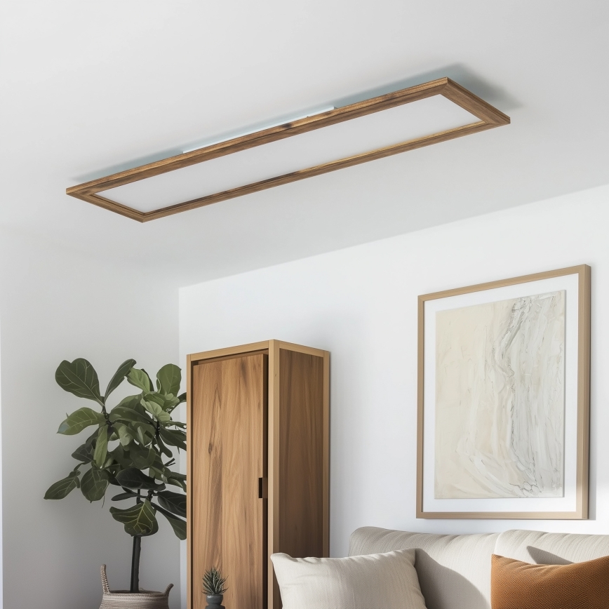 Eglo - Panou LED RGBW reglabil SALOBRENA-C WOOD LED/31W/230V 2700-6500K 34x124 cm maro + telecomandă