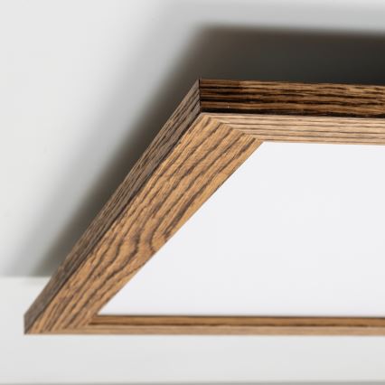 Eglo - Panou LED RGBW cu montaj aplicat SALOBRENA-C WOOD LED/30,5W/230V 2700-6500K 64x64 cm maro + telecomandă