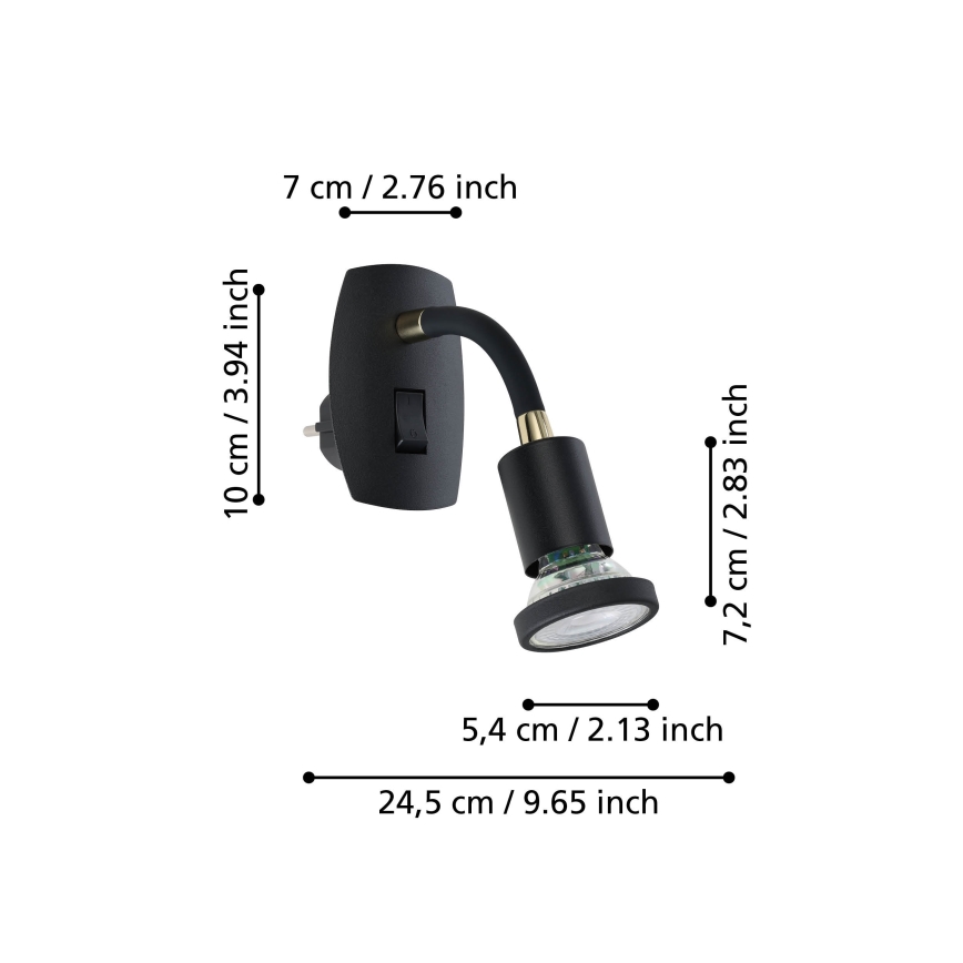 Eglo - Lampă LED pentru priză 1xGU10/4,5W/230V neagră