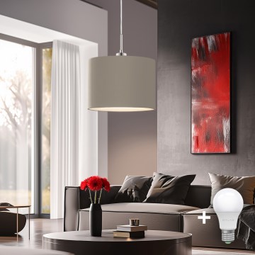 Eglo - Pendul LED TUNJA pe cablu, 1xE27/60W/230V, taupe