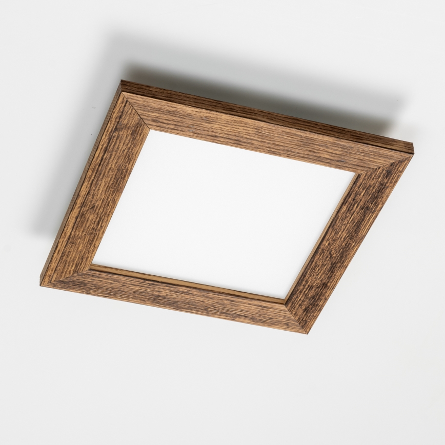 Eglo - Panou LED RGBW aplicat SALOBRENA-C WOOD, dimabil, 16W, 230V, 2700-6500K, 34x34 cm, maro + telecomandă