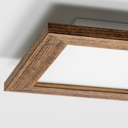 Eglo - Panou LED RGBW aplicat SALOBRENA-C WOOD, dimabil, 16W, 230V, 2700-6500K, 34x34 cm, maro + telecomandă