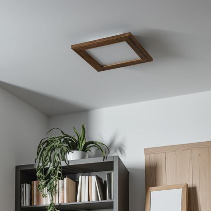 Eglo - Panou LED RGBW aplicat SALOBRENA-C WOOD, dimabil, 16W, 230V, 2700-6500K, 34x34 cm, maro + telecomandă