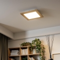 Eglo - Plafonier aplicat LED RGBW dimerizabil SALOBRENA-C WOOD LED/16W/230V 2700-6500K 34x34 cm maro + telecomandă