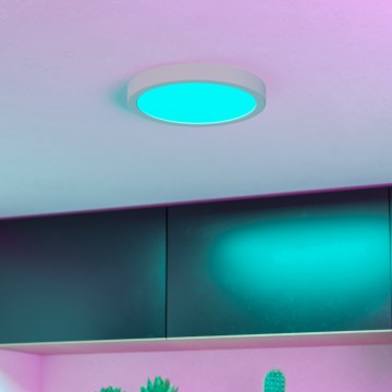 Eglo - Plafonieră de baie LED RGBW dimabilă, 11,2 W/230 V, 2700-6500 K, Ø 21,1 cm, IP44, albă