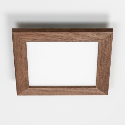 Eglo - Panou LED RGBW aplicat reglabil SALOBRENA-C WOOD, 16W/230V, 2700-6500K, 34x34 cm, maro închis + telecomandă