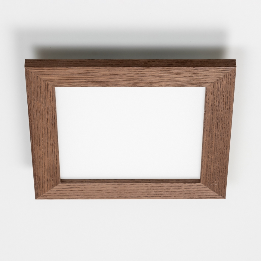 Eglo - Panou LED RGBW aplicat reglabil SALOBRENA-C WOOD, 16W/230V, 2700-6500K, 34x34 cm, maro închis + telecomandă