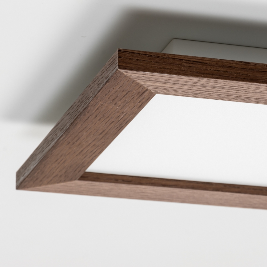 Eglo - Panou LED RGBW aplicat reglabil SALOBRENA-C WOOD, 16W/230V, 2700-6500K, 34x34 cm, maro închis + telecomandă