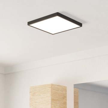 Eglo - Plafonieră LED pentru baie, 13W/230V, 2700/4000/6500K, 29x29 cm, IP44, neagră