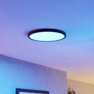 Eglo - Plafonieră LED pentru baie, dimabilă RGBW, 17,5 W, 230 V, 2700–6500 K, Ø 38,9 cm, IP44, negru